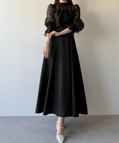 みるピアヌラワンピース、ブラウス シアーサテンコンビワンピース | ロングワンピース | NOELA OFFICIAL