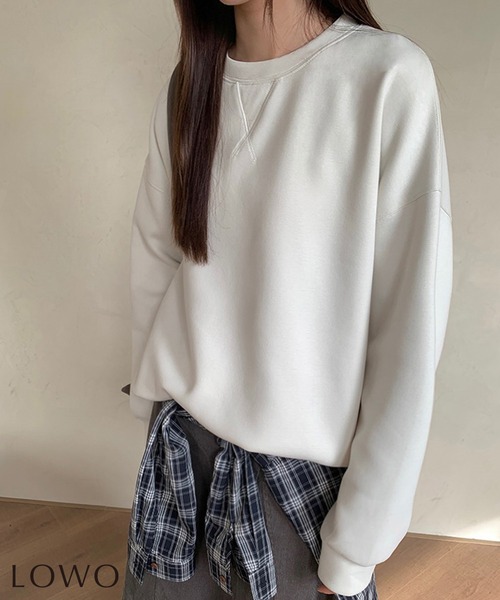 LOWO トレーナー スウェット ボックスシルエット スウェット プル