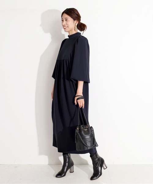 ヴェルメイユ パー イエナ ノーカラー 長袖シャツ ロングワンピース フリー VERMEIL par iena（ヴェルメイユパーイエナ） 長袖ワンピース FREE