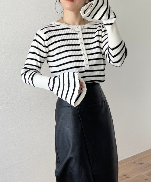 「wee9s」 長袖ニット FREE ブラック レディース_画像2