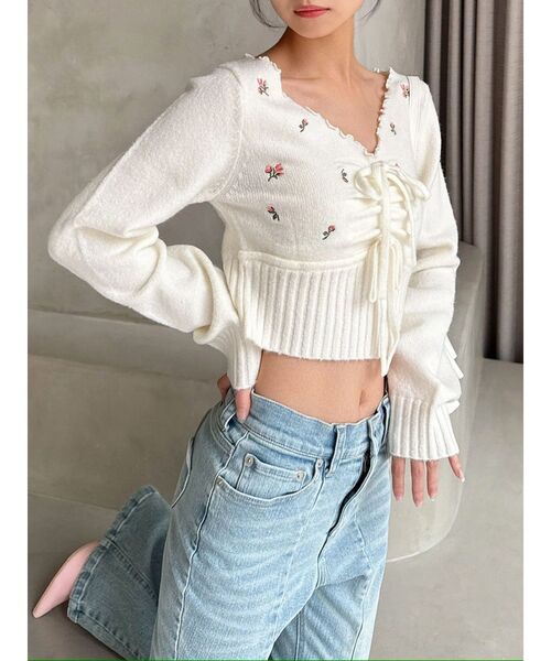 レディース フラワー エンブロイダリー ニット RESEXXY ニット セーター フラワーエンブロイダリーニットトップス