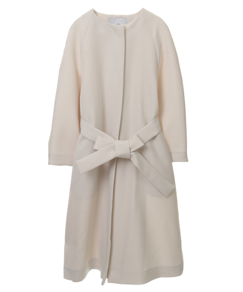 Tiara（ティアラ） ノーカラーコート FREE アイボリー レディース