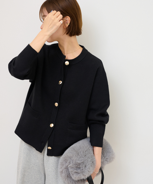 ジャーナルスタンダード　レリューム　コットンカシミア　ダブルニットカーディガン ジャーナルスタンダード レリューム コットンカシミヤミックスダブル