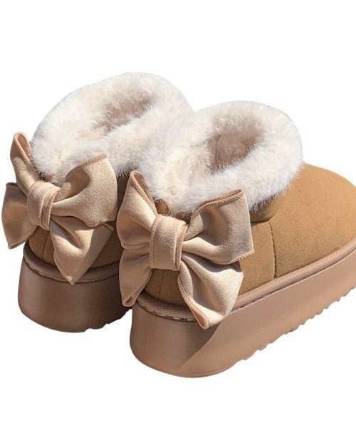 gossip!ロサンゼルス ブーツ Y2Kガーリー レトロ厚底×リボン もこもこ