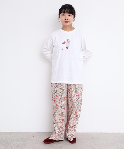 アトリエドゥサボン パンジー アップリケ トップス l'atelier du savon（アトリエドゥサボン） tシャツ 植物おせわ係
