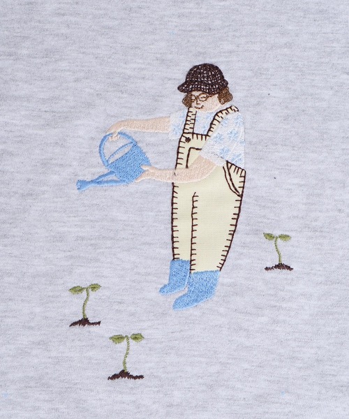 アトリエドゥサボン パンジー アップリケ トップス l'atelier du savon（アトリエドゥサボン） tシャツ 植物おせわ係
