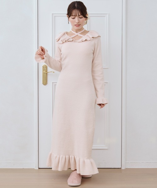 ルームウェア 部屋着 cup in frill one-piece/カップインフリル