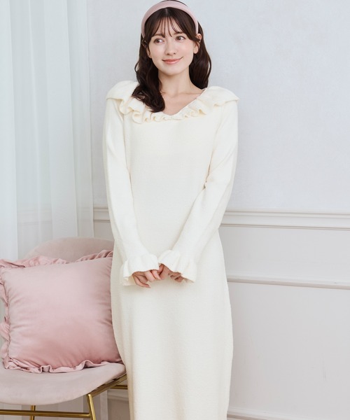 ルームウェア 部屋着 cup in frill one-piece/カップインフリル