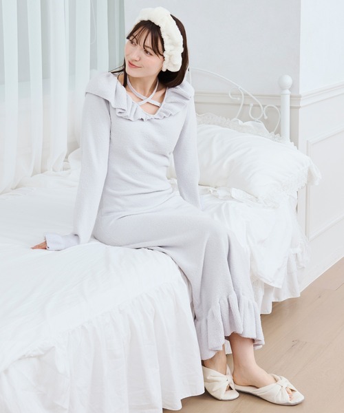 ルームウェア 部屋着 cup in frill one-piece/カップインフリル