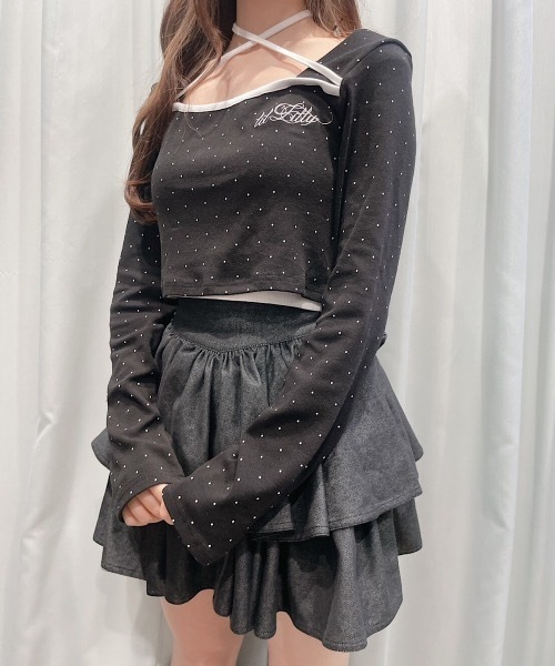 lilLilly（リルリリー） tシャツ スクエアネックバイカラーリボン