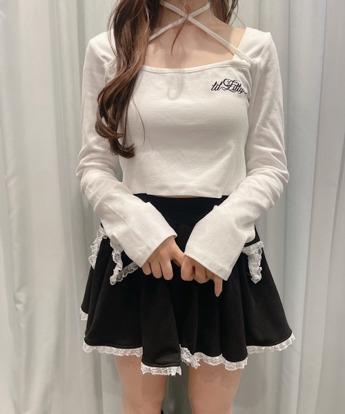 lilLilly（リルリリー） tシャツ スクエアネックバイカラーリボン