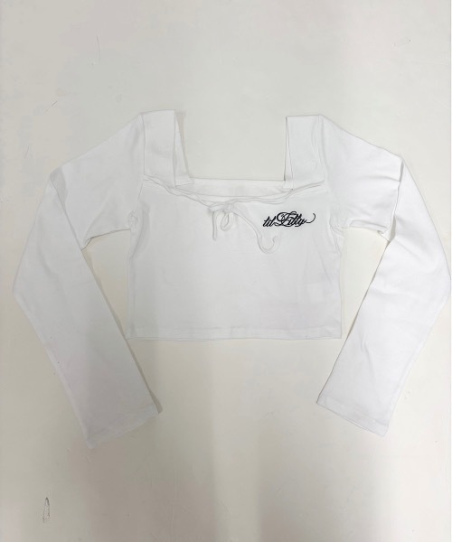lilLilly（リルリリー） tシャツ スクエアネックバイカラーリボン 