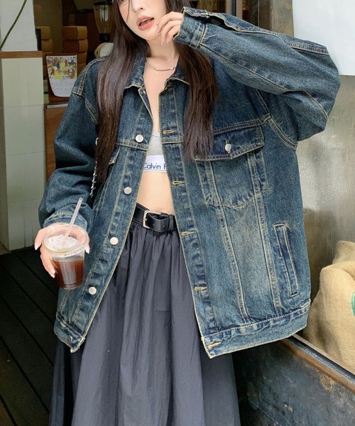 「MAISON DE THERESE」 デニムジャケット L インディゴブルー レディース_画像4