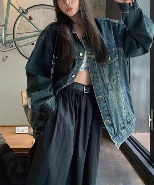 「MAISON DE THERESE」 デニムジャケット L インディゴブルー レディース_画像5