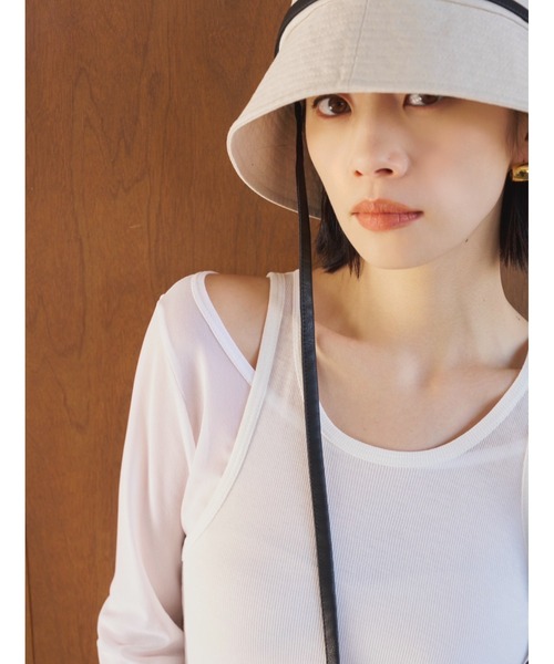 帽子 ハット 「UVカット」ロングストラップバケットハット/UPF50+/接触冷感/サイズ調節可能/紐取り外し可能 レディースの画像