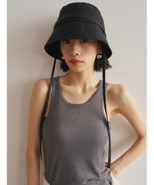 帽子 ハット 「UVカット」ロングストラップバケットハット/UPF50+/接触冷感/サイズ調節可能/紐取り外し可能 レディースの画像