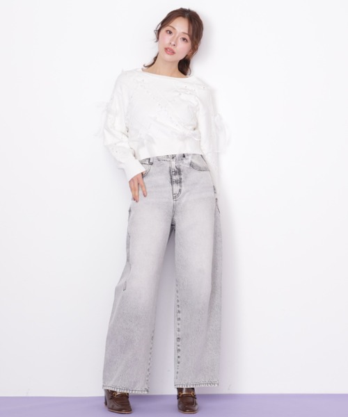 ジルスチュアート マデロン袖 リボンニット JILL by JILL STUART（ジルバイジルスチュアート） ワンピース 袖