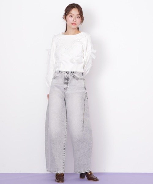 ジルバイ♡リボンデコラティブニット JILL by JILLSTUART - ジルバイ♡リボンデコラティブニットの通販 by