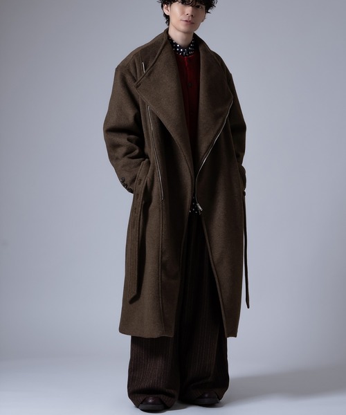 黒 ジップアップコート archive custom culture コート ジャケット ストール付き アシンメトリー ジップアップ メンズ