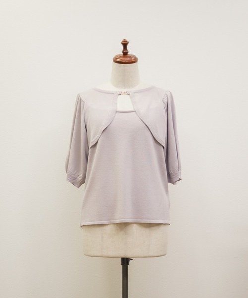 「CLETTE」 半袖ニット LL ラベンダー レディース_画像3