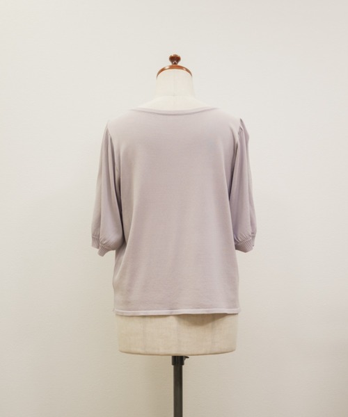 「CLETTE」 半袖ニット LL ラベンダー レディース_画像5
