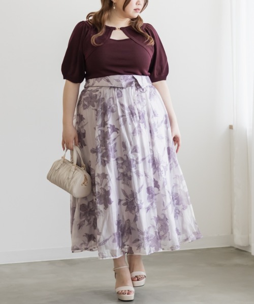「CLETTE」 半袖ニット LL ラベンダー レディース_画像8