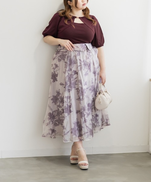 「CLETTE」 半袖ニット LL ラベンダー レディース_画像9