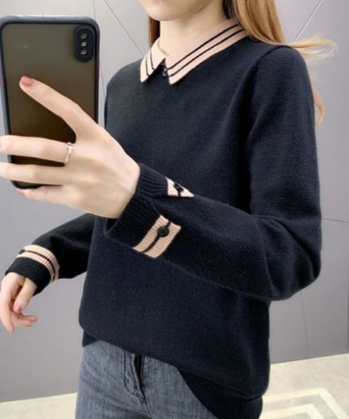 「deux amour」 長袖ニット FREE グレー レディース_画像2