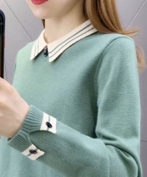 「deux amour」 長袖ニット FREE グレー レディース_画像4