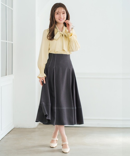 SA♡RA+ﾟ｡*ミッシュマッシュ ブラウス&amp;スカート 2点セット*｡ﾟ+ ミッシュマッシュ MISCH MASCH 2025秋冬新作 ブークレーミニスカート