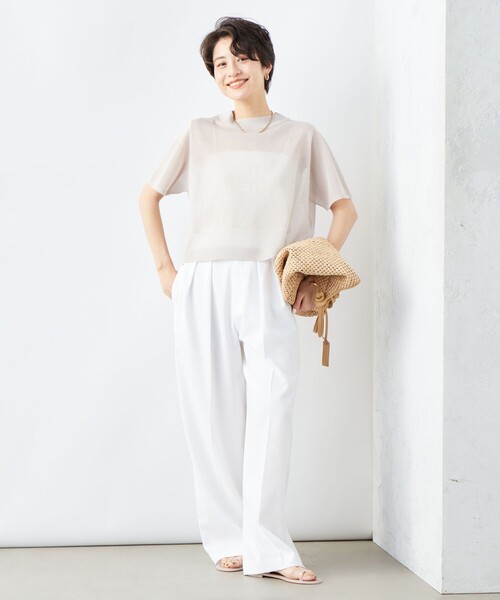 「NOLLEY'S」 半袖ニット 38 ベージュ レディース_画像2