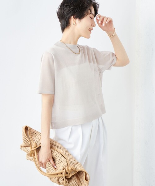 「NOLLEY'S」 半袖ニット 38 ベージュ レディース_画像8