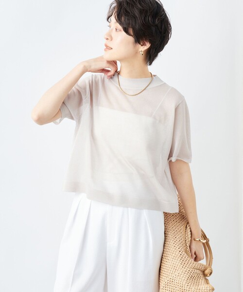 「NOLLEY'S」 半袖ニット 38 ベージュ レディース_画像9