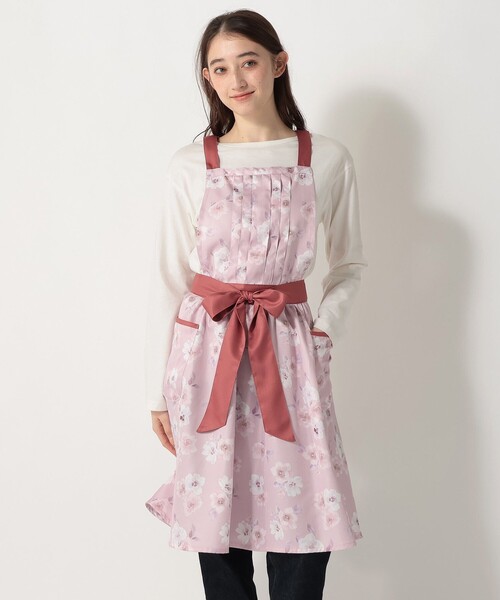 Afternoon Tea（アフタヌーンティー） エプロン 水彩フラワーリボン
