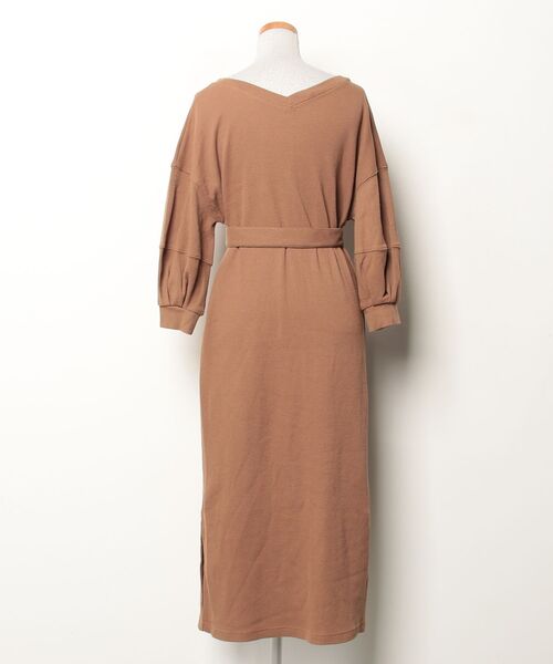 「natural couture」 7分袖ワンピース - ブラウン レディース_画像2