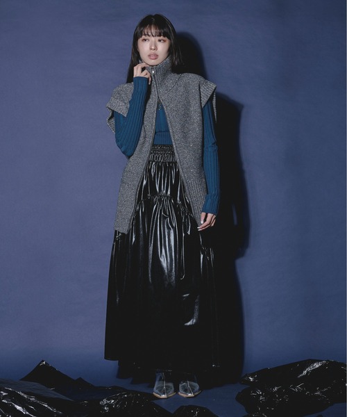 「Ezick」 ニットベスト FREE ゴールド レディース_画像2