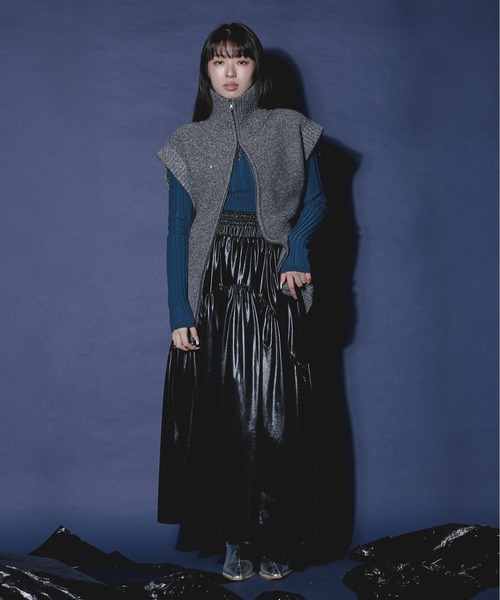 「Ezick」 ニットベスト FREE ゴールド レディース_画像3