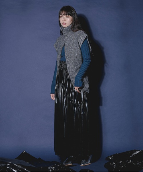 「Ezick」 ニットベスト FREE ゴールド レディース_画像4