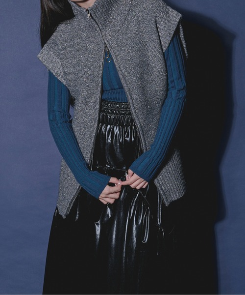 「Ezick」 ニットベスト FREE ゴールド レディース_画像5