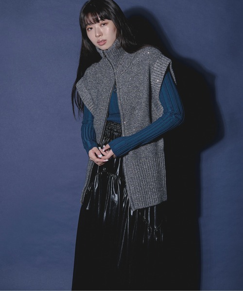 「Ezick」 ニットベスト FREE ゴールド レディース_画像6