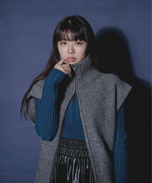 「Ezick」 ニットベスト FREE ゴールド レディース_画像7