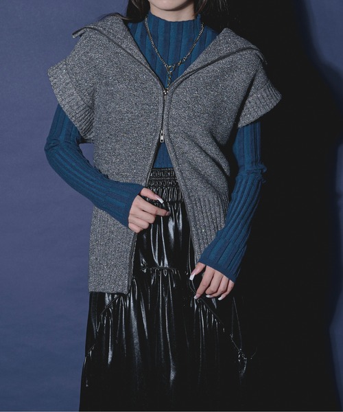 「Ezick」 ニットベスト FREE ゴールド レディース_画像9