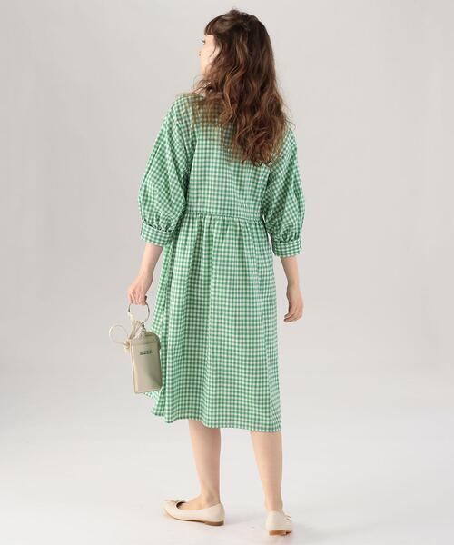 「To b. by agnes b.」 7分袖ワンピース 38 グリーン レディース_画像4
