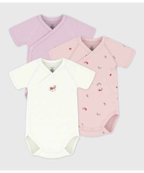 PETIT BATEAU（プチバトー） ベビー肌着 半袖あわせボディ3枚組