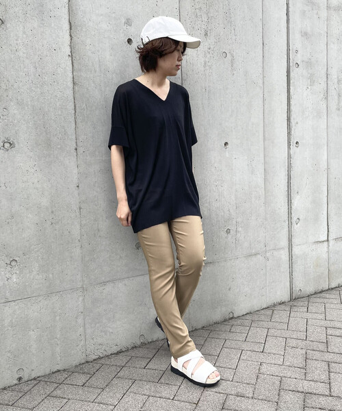 「COMME CA ISM」 半袖ニット MEDIUM グレイッシュベージュ レディース_画像3