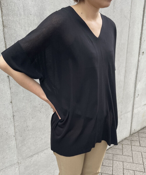 「COMME CA ISM」 半袖ニット MEDIUM グレイッシュベージュ レディース_画像4