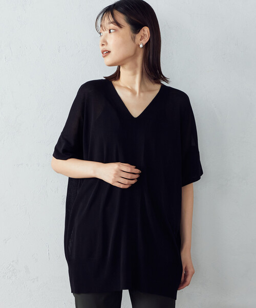 「COMME CA ISM」 半袖ニット MEDIUM グレイッシュベージュ レディース_画像8