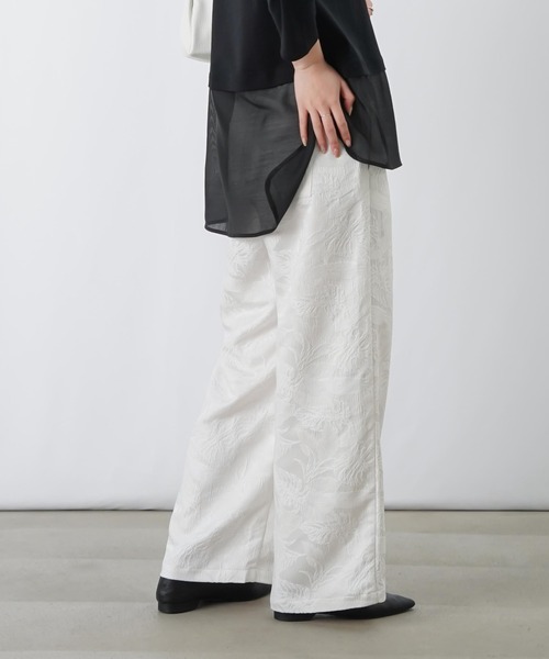 Lu. Puff Jacquard Pants パンツ　ホワイト　RUMIKA LADY LUCK LUCA（レディラックルカ） パンツ LC/LLL ジャガードパンツ