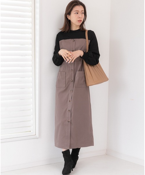 「PREFERIR」 長袖ワンピース MEDIUM モカ レディース_画像2