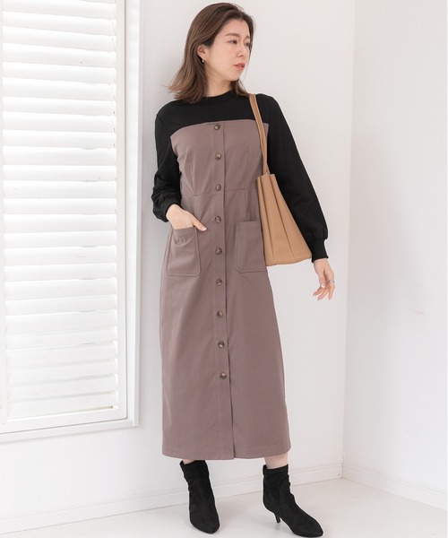 「PREFERIR」 長袖ワンピース MEDIUM モカ レディース_画像3